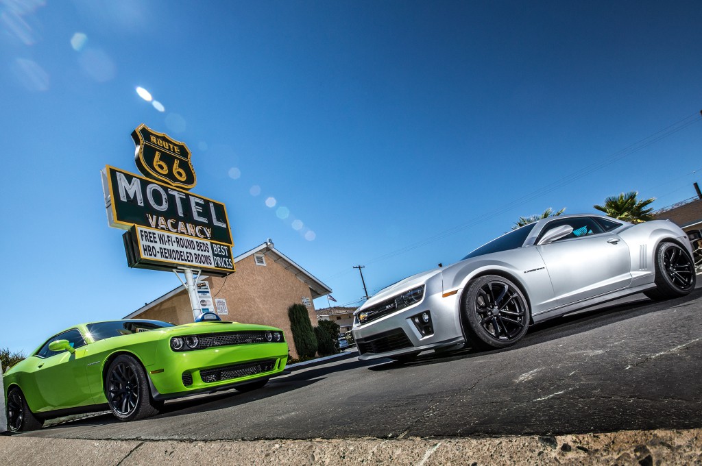 2014-chevrolet-camaro-zl1-2015-dodge-challenger-srt-hellcat-front-three-quarter
